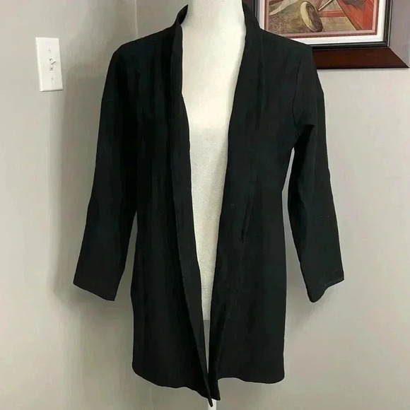 Eileen Fisher Jackets & Blazers - Eileen Fisher Petite Black Open Front Cardigan Viscose Blend in Size PS/PP
